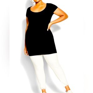 NWT City Chic Super longline scoop neck top in black size 20